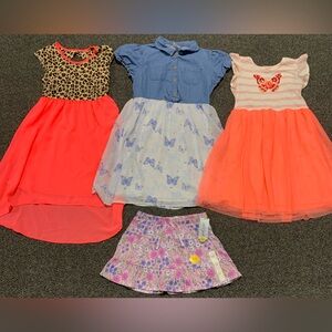 Bundled lot of 3 girls size 10/12 butterfly and leopard tulle dresses and skirt